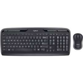 Logitech MK320 Wireless Desktop Combo with Media Shortcuts, USB Wireless RF 2.40 GHz Keyboard, 115 Key, Black, USB Wireless RF Mouse