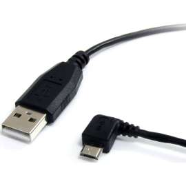 StarTech.com 1 ft Micro USB Cable, A to Left Angle Micro B, Type A Male USB, Micro Type B Male USB, 1ft