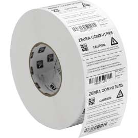 Zebra Technologies Zebra Label Polyester 1.5 x 0.5in Thermal Transfer Zebra Z-Ultimate 4000T 3 in core, 1 1/2" Width x 1/2" Length, Permanent Adhesive, Thermal Transfer, White