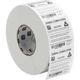 Zebra Technologies Zebra Label Polyester 3 x 1in Thermal Transfer Zebra Z-Ultimate 2000T 3 in core, 3" Width x 1" Length, Permanent Adhesive, Thermal Transfer, White