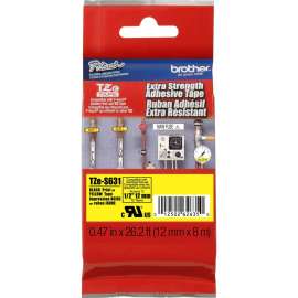 Brother P-touch Industrial TZe Tape Cartridges, 15/32" Width, Black, Yellow, Polyethylene, 1 Each