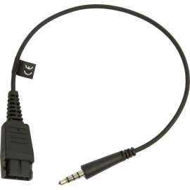Jabra 8800-00-99 Audio Cable Adapter, Audio Cable, First End: Mini-phone Audio, Male, Second End: Quick Disconnect Audio