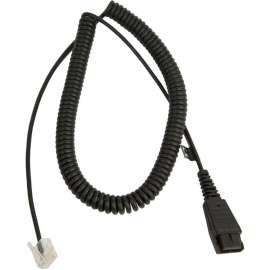 Jabra Quick Disconnect (QD) to Modular (RJ) Balanced Coiled Bottom Cord, 2 Meter, 6.56 ft Quick Disconnect/RJ-45 Phone Cable for Phone, Headset, First End: 1 x RJ-45 Phone, Male, Second End: 1 x Quick Disconnect Phone