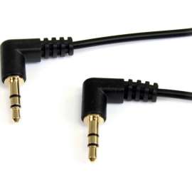 StarTech.com 6 ft Slim 3.5mm Right Angle Stereo Audio Cable, M/M, 6 ft, 1 x Mini-phone Male Stereo Audio, 1 x Mini-phone Male Stereo Audio