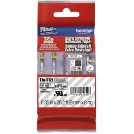 Brother P-touch Industrial TZe Tape Cartridges, 3/8" x 26 1/5 ft Length, Permanent Adhesive, Thermal Transfer, Black
