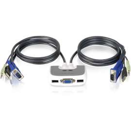 IOGEAR 2-Port USB PLUS KVM Switch with Built-in Cables and Audio Support, 2 Computer(s), 1 Local User(s), VGA, SVGA, 2048 x 1536