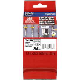 Brother Extra Strength Adhesive Tze Tape, 1 27/64" x 26 1/4 ft Length, Permanent Adhesive, Thermal Transfer, Direct Thermal, White