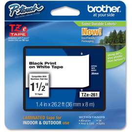 Brother P-Touch TZe Laminated Tape, 1 27/64", Thermal Transfer, White, 1 Each