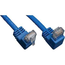 Tripp Lite 3ft Cat6 Gigabit Molded Patch Cable RJ45 Right Angle Down to Straight M/M Blue 3', Category 6 for Network Device, 3ft, 1 x RJ-45 Male Network, 1 x RJ-45 Male Network