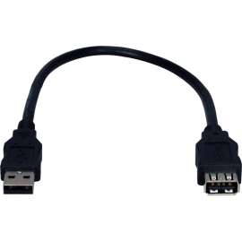 QVS USB 2.0 High-Speed Extension Cable, 1 ft USB Data Transfer Cable for Network Device, First End: 1 x USB 2.0 Type A, Male, Second End: 1 x USB 2.0 Type A