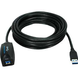 QVS USB 3.0 5Gbps Active Extension Cable, 16 ft USB Data Transfer Cable for Webcam, Audio/Video Device, Security Device, First End: 1 x USB 3.0 Type A, Male, Second End: 1 x USB 3.0 Type A