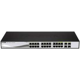 D-Link 28 Port PoE Gigabit Smart Switch Including 4 Combo SFP Ports - 24 Ports - Manageable - Gigabit Ethernet - 10/100/1000Base-T, 1000Base-X - 2 Layer Supported - 4 SFP Slots - Twisted Pair, Optical Fiber - PoE Ports - Desktop, Rack-mountable - Li