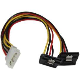 StarTech.com 12in LP4 to 2x Right Angle Latching SATA Power Y Cable Splitter, 4 Pin LP4 to Dual SATA, Power two SATA drives from a single LP4 power supply connector, LP4 to dual sata, LP4 to sata splitter