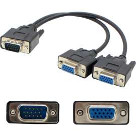 Addon VGA Male to 2xVGA Female Black Adapter For Resolution Up to 1920x1200 (WUXGA), 100% compatible and guaranteed to work