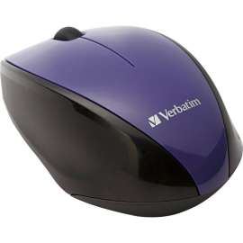 Verbatim Wireless Notebook Multi-Trac Blue LED Mouse, Purple, Blue Optical, Wireless, Radio Frequency