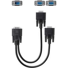 Belkin VGA Splitter Video Cable, 1 ft VGA Video Cable for Video Device, First End: 15-pin HD-15, Male, Second End: 2 x 15-pin HD-15
