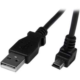 StarTech.com 2m Mini USB Cable, A to Down Angle Mini B, Connect your Mini USB devices over longer distances, with the cable out of the way, 2m USB to Mini USB Cable Cord, Mini B USB Cable