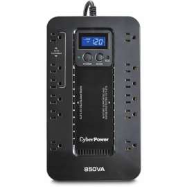 CyberPower EC850LCD Ecologic UPS Systems, 850VA/510W, 120 VAC, NEMA 5-15P, Compact, 12 Outlets, LCD, PowerPanel Personal, $100000 CEG, 3YR Warranty