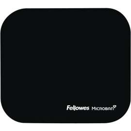 Fellowes Microban Mouse Pad, Black, 8" x 9" x 0.13" Dimension, Black, Rubber