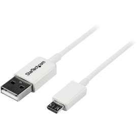 StarTech.com 2m White Micro USB Cable, A to Micro B, Charge or sync your Micro USB devices, with this high-quality white USB 2.0 replacement cable, 2m USB to Micro USB Cable Cord- USB A to Micro B Cable, Micro USB Charging Data Cable