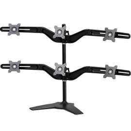 Amer Mounts Stand Based Hex Monitor Mount for four 15"-24" LCD/LED Flat Panel Screens - Supports up to 13.2lb monitors, +/- 20 degree tilt, and VESA 75/100