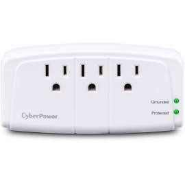 CyberPower CSB300W Essential 3, Outlet Surge with 900 J, Clamping Voltage 800V, NEMA 5-15P, Wall Tap, EMI/RFI Filtration, White, Lifetime Warranty