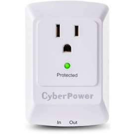 CyberPower CSP100TW Professional 1, Outlet Surge with 900 J, Clamping Voltage 800V, NEMA 5-15P, Wall Tap, EMI/RFI Filtration, White, Lifetime Warranty