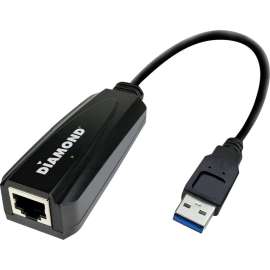 Diamond UE3000, USB to RJ45, USB 3.0 to 10/100/1000 Gigabit Ethernet LAN Network Adapter for Windows 10, 8.1, 8, 7, Mac OS, Linux OS and Chrome OS, USB, 1 Port(s), 1 x Network (RJ-45), Twisted Pair
