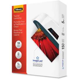 Fellowes ImageLast Jam-Free Premium Thermal Laminating Pouches, Sheet Size Supported: Letter, Laminating Pouch/Sheet Size: 9" Width x 5 mil Thickness, Type G, Glossy