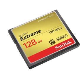 SanDisk Extreme 128 GB CompactFlash, 120 MB/s Read, 85 MB/s Write, Lifetime Warranty