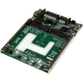 StarTech.com Dual mSATA SSD to 2.5" SATA RAID Adapter Converter, Build a RAID array with two mSATA SSDs that can be installed into a single 2.5in SATA bay, 2 SSD to 2.5" HDD Converter, mSATA to SATA Adapter, SSD to SATA