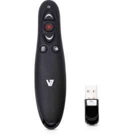 V7 Professional Wireless Presenter with Laser Pointer and microSD Card Reader, Wireless, Radio Frequency, 2.40 GHz, Black