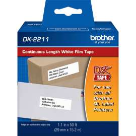 Brother DK2211, Continuous Length Film Tape, Removable Adhesive, 1.14" Width x 50 ft Length, Direct Thermal