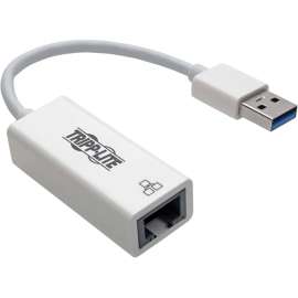 Tripp Lite USB 3.0 SuperSpeed to Gigabit Ethernet NIC Network Adapter RJ45 10/100/1000 White, USB 3.0, 1 x Network (RJ-45), Twisted Pair