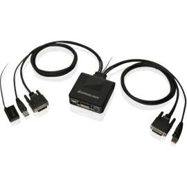 IOGEAR 2-Port USB DVI Cable KVM Switch, 2 Computer(s), 1 Local User(s), 1920 x 1200, 1 x USB