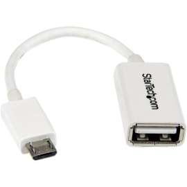 StarTech.com 5in White Micro USB to USB OTG Host Adapter M/F, Connect your USB On-The-Go capable tablet computer or Smartphone to USB 2.0 devices (thumb drives / USB mouse or keyboard / etc.), Micro USB OTG Adapter, White Micro USB Host OTG Cable, USB OTG