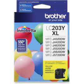 Brother Genuine Innobella LC203Y High Yield Yellow Ink Cartridge, Inkjet, High Yield, 550 Pages, Yellow