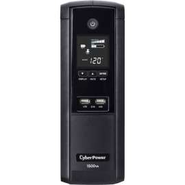 CyberPower BRG1500AVRLCD Intelligent LCD UPS Systems, 1500VA/900W, 120 VAC, NEMA 5-15P, Mini-Tower, 12 Outlets, LCD, PowerPanel Personal, $500000 CEG, 5YR Warranty