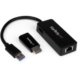 StarTech.com Samsung Chromebook 2 & Series 3 HDMI to VGA and USB 3.0 Gigabit Ethernet Accessory Bundle, Connect your Chromebook to a VGA projector / display and add Ethernet + 1 USB 3.0 port, in a convenient adapter bundle, Samsung Chromebook 2 & Series 3