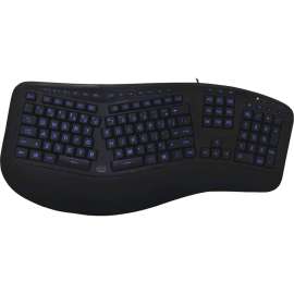 Adesso Color Illuminated Ergonomic Keyboard, Cable Connectivity, USB Interface, 105 Key Media Player, Internet, Multimedia, Play/Pause, Stop, Previous Track, Next Track, Volume Down, Volume Up, Mute, Home Page, ... Hot Key(s), English (US)