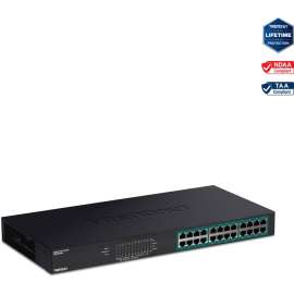 TRENDnet 24-Port Gigabit PoE+ Switch, 24 x Gigabit PoE+ Ports, 370W Power Budget, 48Gbps Switch Capacity, RackMount Kit Included, Ethernet Network Switch, Metal, Lifetime Protection, Black, TPE-TG240G, 24-port GREENnet Gigabit PoE+ Switch (370W)