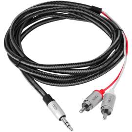 SIIG Woven Fabric Braided 3.5mm to RCA Stereo Cable (M/M), 2M, 6.60 ft Mini-phone/RCA Audio Cable for Smartphone, Tablet, MP3 Player, Audio Device, Speaker, Stereo Receiver, First End: 1 x Mini-phone Stereo Audio, Male