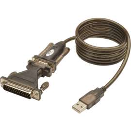 Tripp Lite USB to RS232 Serial Adapter Cable USB-A to DB25 DB9 M/M 5' 5ft, for Tablet PC, Phone, Camera, Modem, Notebook, 5 ft, 1 x Type A Male USB, 1 x DB-9 Male Serial