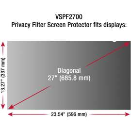 ViewSonic Privacy Filter Screen Protector Black, For 27" Widescreen Monitor, Scratch Resistant, Anti-glare