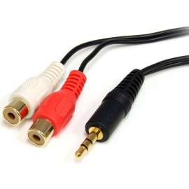 StarTech.com Startech RCA Audio Cable, 6ft, 1 x 3.5mm, 2 x RCA, Audio Cable External, Black