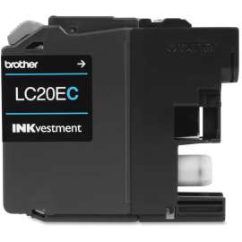 Brother Genuine LC20EC INKvestment Super High Yield Cyan Ink Cartridge, Inkjet, Super High Yield, 1200 Pages, Cyan