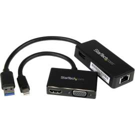 StarTech.com 2-in-1 Accessory Kit for Surface and Surface Pro 4, mDP to HDMI or VGA, USB 3.0 to GbE, Also works with Surface Pro 3 and Surface 3, Enhance your Microsoft Surface by adding HDMI or VGA video outputs, Gb Ethernet and an extra USB port
