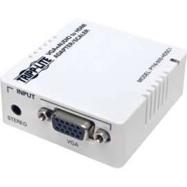 Tripp Lite VGA to HDMI Adapter Converter for Stereo Audio / Video White, 1920 x 1440, 165 MHzMaximum Video Bandwidth, Audio Line In, 1 x HDMI Out