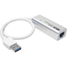 Tripp Lite USB 3.0 SuperSpeed to Gigabit Ethernet NIC Network Adapter RJ45 10/100/1000 Aluminum White, USB 3.0, 1 Port(s), 1, Twisted Pair