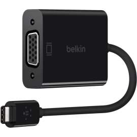 Belkin USB/VGA Video Adapter, USB Type C, 15-pin HD-15 VGA, Black